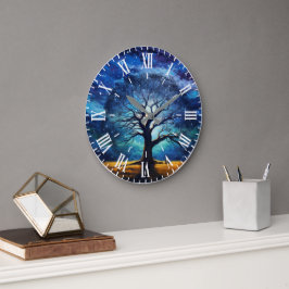 Magischer Baum des Lebens Sternennacht Einzigartig Große Wanduhr