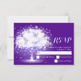 Magischer Baum, funkelnde Lichter lila Hochzeit RS RSVP Karte