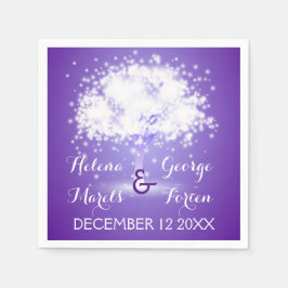 Magischer Baum mit glitzerndem Licht lila Hochzeit Serviette