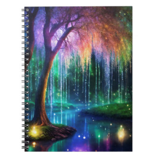 Magischer Baum mit glitzerndem Licht Notizblock