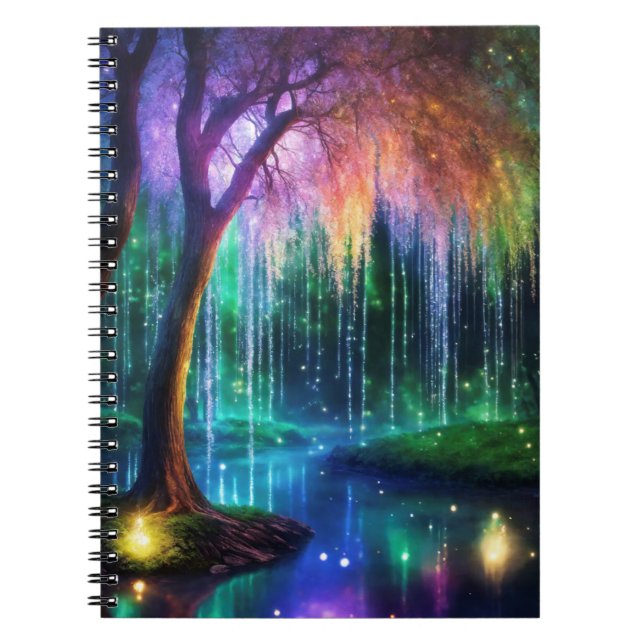 Magischer Baum mit glitzerndem Licht Notizblock (Vorderseite)