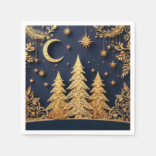 Magischer Baum Szene – Weihnachtsglanz Serviette (Vorderseite)