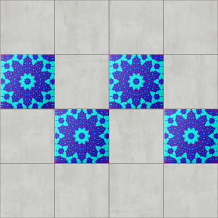 Magischer blauer Kaleidoskop blühte Fliese