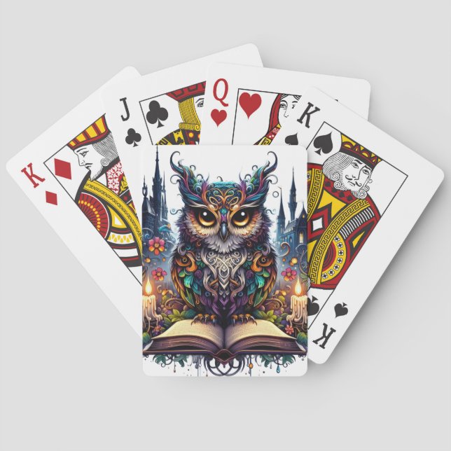 Magischer Bücher-Owl Spielkarten (Rückseite)
