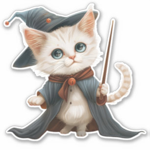 Magischer Cat Wizard/Hexenaufkleber Aufkleber