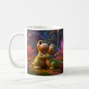 Magischer Dinosaurier-Umarmer im Wald Kaffeetasse