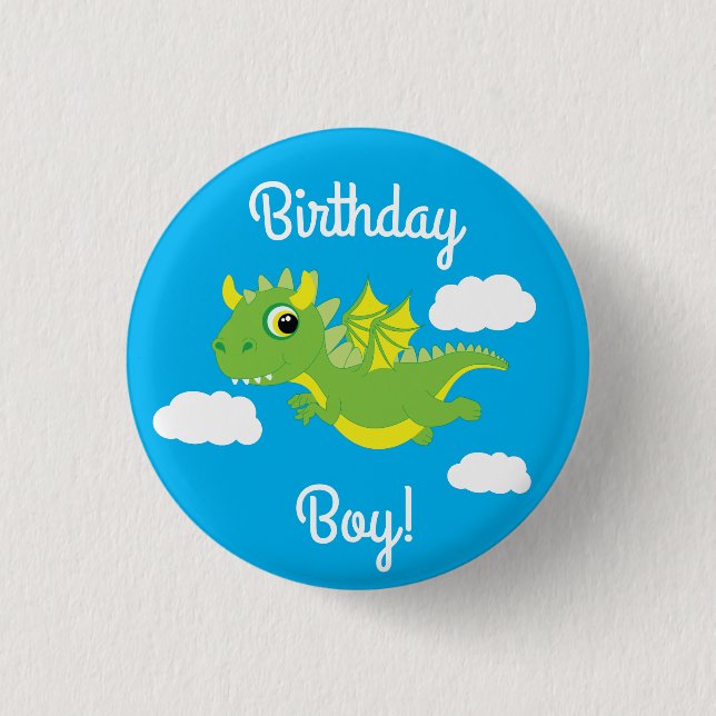 Magischer Drache Niedlich 1. Geburtstag Button But (Vorderseite)