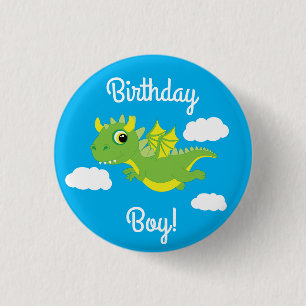Magischer Drache Niedlich 1. Geburtstag Button But