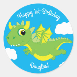 Magischer Drache Niedlich 1. Geburtstag Sticker Si