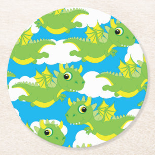 Magischer Drache-niedliche 1. Runder Pappuntersetzer