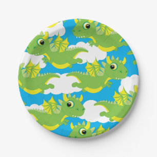 Magischer Drache-niedlicher 1. Geburtstags-Teller Pappteller