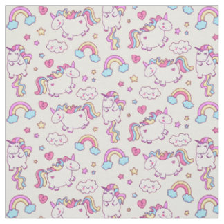 Magischer Einhorn-Regenbogen-Stern u. Wolke Stoff