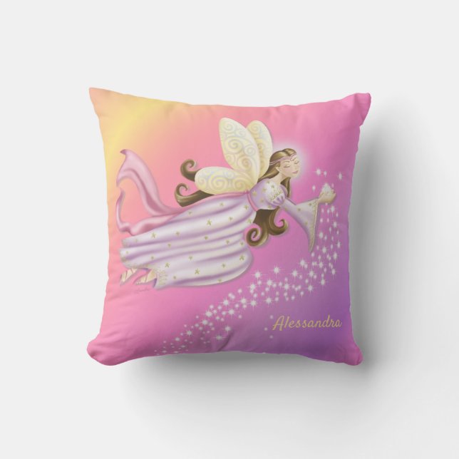 Magischer Engel Fairy Dust Yellow Pink Lavendel Kissen (Vorderseite)