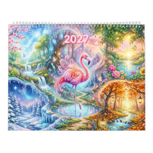 Magischer Fantasy-Flamingo-Vier-Jahreszeiten-Traum Kalender