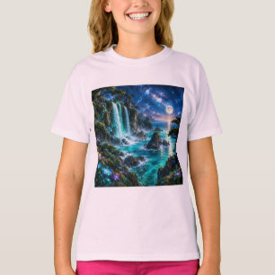 Magischer Fantasy-Wasserfall an der Meeresküste un T-Shirt
