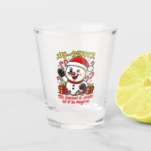 Magischer Frohe Weihnachten Schneemann Festlicher Schnapsglas