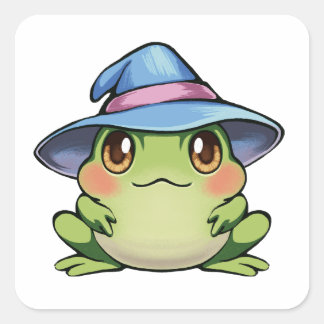 Magischer Frosch in einem Hut Quadratischer Aufkleber
