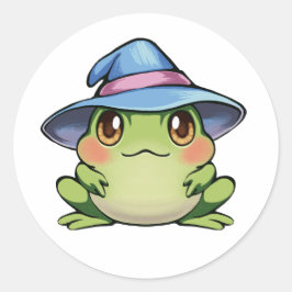 Magischer Frosch in einem Hut Runder Aufkleber