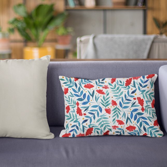 Magischer Garten - rot und türkis Dekokissen (Von Creator hochgeladen)