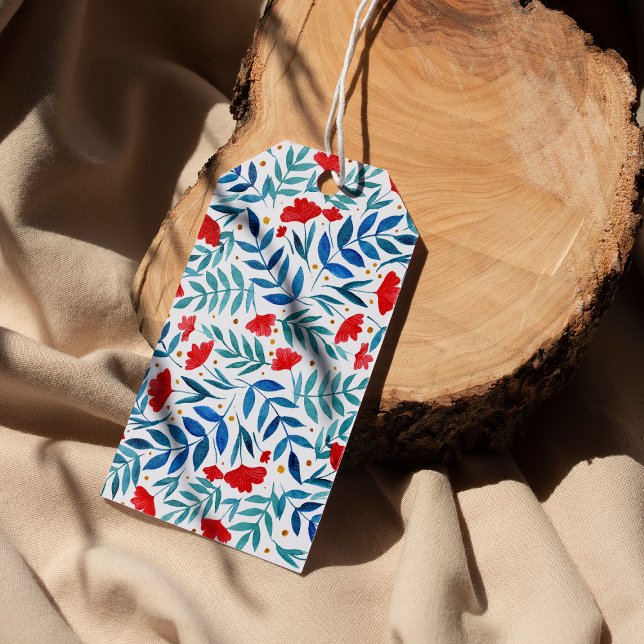 Magischer Garten - rot und türkis Geschenkanhänger (Von Creator hochgeladen)