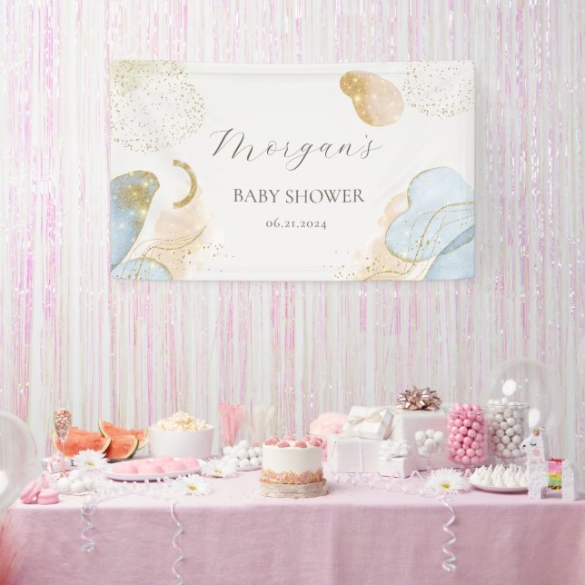 Magischer Glitzer Abstrakt Baby Shooting Monogram Banner (Party)