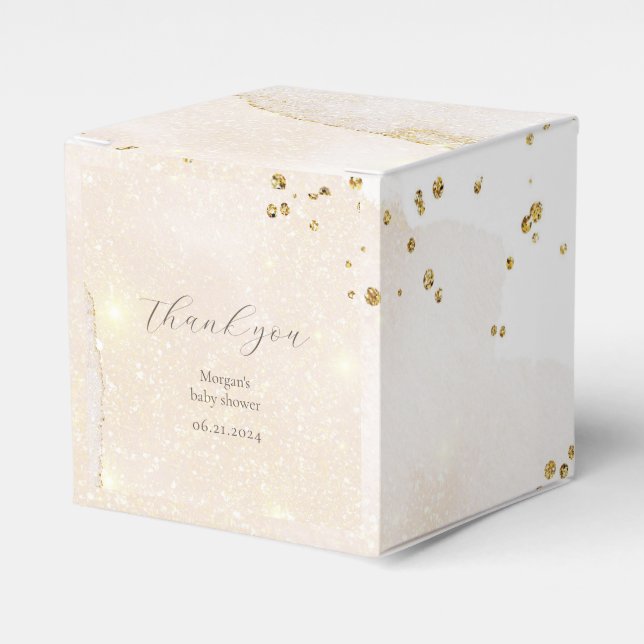 Magischer Glitzer Abstrakt Baby Shooting Monogram Geschenkschachtel (Vorderseite)