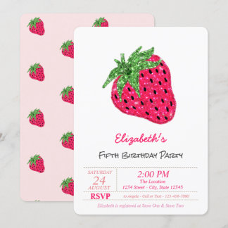 Magischer Glitzer Strawberry Birthday Einladung