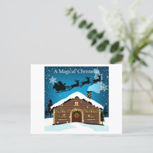 Magischer Heiligabend Santas Schlitten & gemütli Postkarte