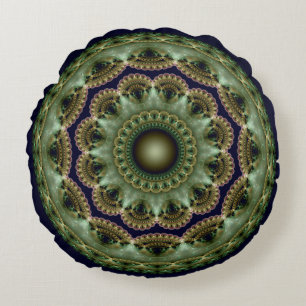 Magischer herrlicher fraktaler Glanzpattern Rundes Kissen