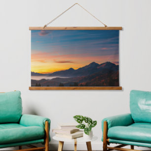 Magischer Himmel über dem Berg Storžič Wandteppich Mit Holzrahmen
