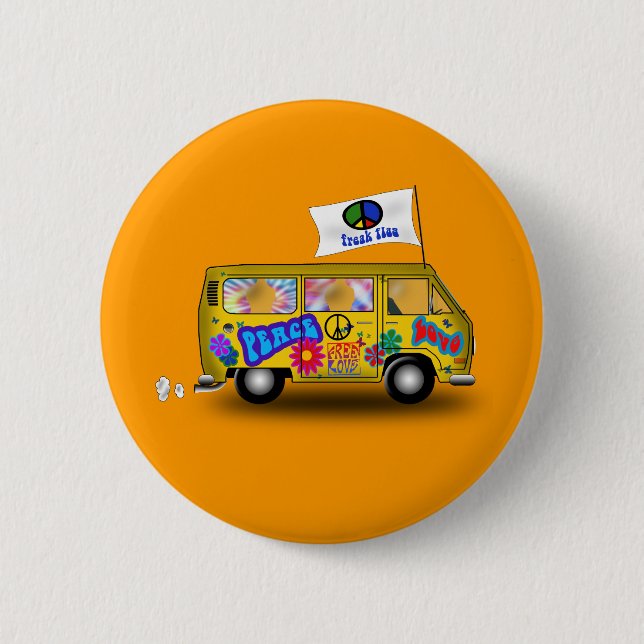 Magischer Hippie Van Button (Vorderseite)