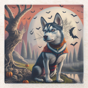 Magischer Husky Dog Spooky Halloween Glasuntersetzer
