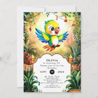Magischer Jungle Parrot Geburtstag Einladung