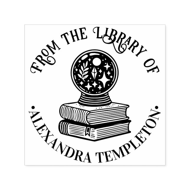 Magischer Kristall-Ball auf dem Bibliotheksnamen Permastempel (Design)