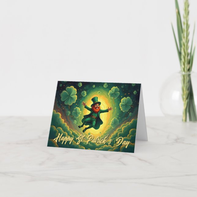 Magischer Leprechaun St. Patrick’s Day Kunst Dankeskarte (Vorderseite)