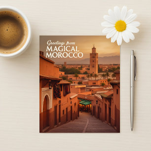 Magischer Marokko-Sonnenuntergangsblick Koutoubia  Postkarte