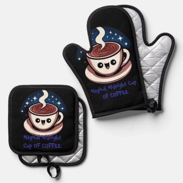 Magischer Mitternachtskaffee  Ofenhandschuh & Topflappen-Set (Vorderseite/Rückseite)