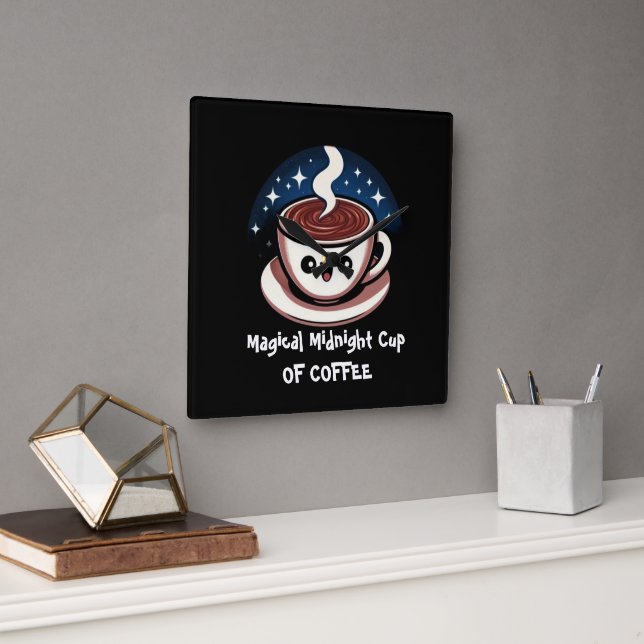 Magischer Mitternachtskaffee  Quadratische Wanduhr (Büro)