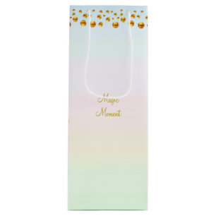 Magischer Moment & Goldene Konfetti Geschenktüte Für Weinflaschen