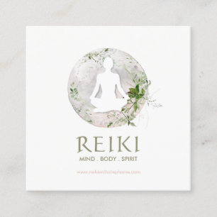 Magischer Mond und Grüne Reiki Visitenkarten Quadratische Visitenkarte