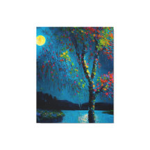 Magischer Moon River Tree im Ölmalstil