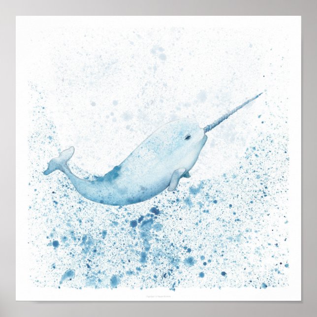 Magischer Narwhal- 12x12 Kunstdrucke Poster (Vorne)