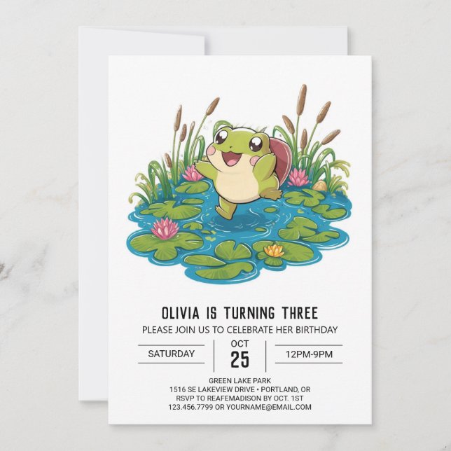 Magischer Niedlicher Frosch Digitaler Geburtstag Einladung (Vorderseite)