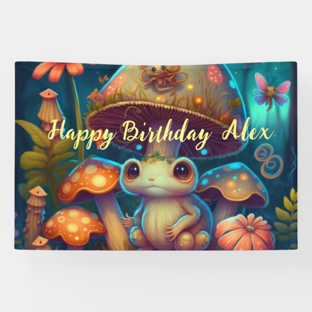 Magischer niedlicher Froschpilz Banner (Horizontal)