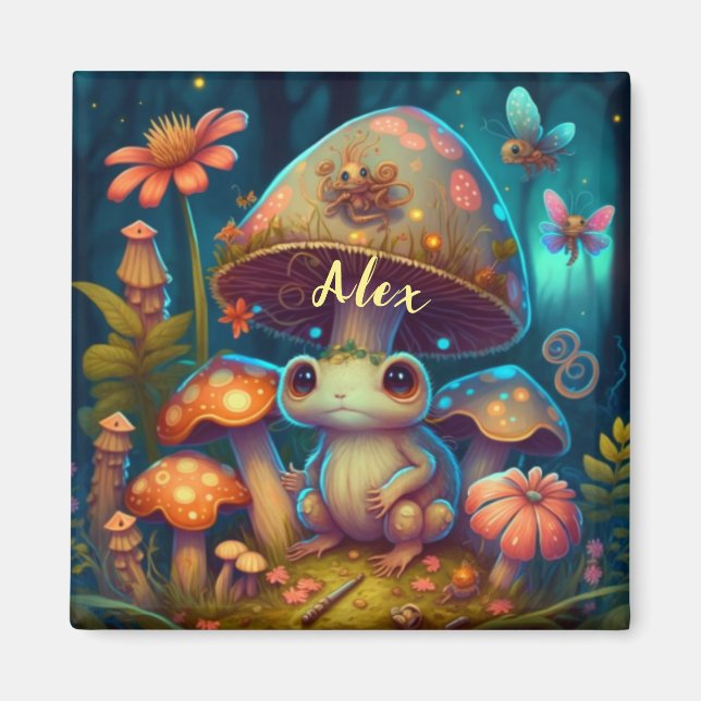 Magischer niedlicher Froschpilz Schlüsselanhänger Magnet (Vorne)