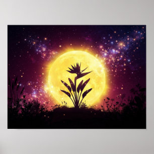 Magischer Paradiesvogel-Blumen-Kunstprint - Himmli Poster
