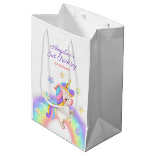 Magischer Pastell-Regenbogen-Sterne-Einhorn-Geburt Mittlere Geschenktüte