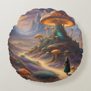 Magischer Pilzplanet  Rundes Kissen