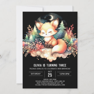 Magischer Printable Fox Geburtstag Einladung