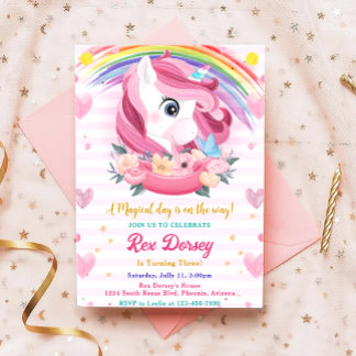 Magischer Regenbogen Einhorn Geburtstag Einladung